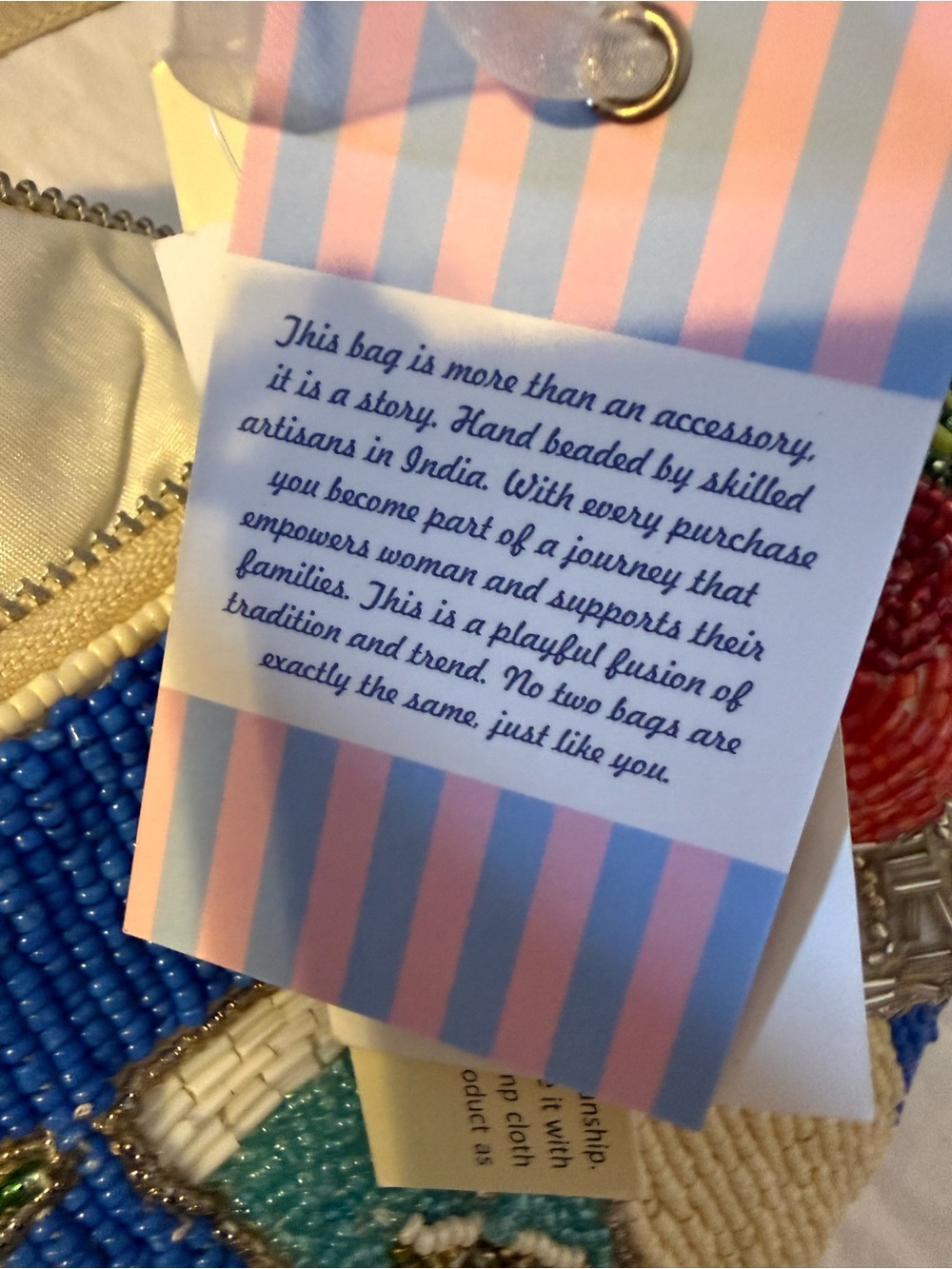 T.J.Maxx Blue & White Cocktail, Striped Beaded Mini Shoulder Bag - Picture 9 of 10